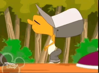 Cartoon Character In Baseball Cap In Woods GIF