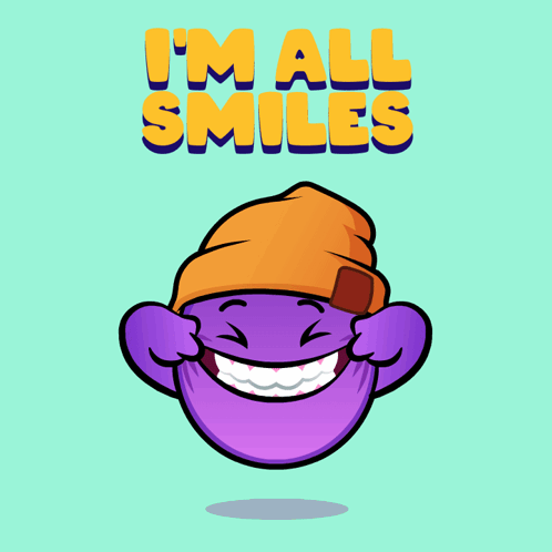 Cartoon Character in Beanie Saying I'm All Smiles