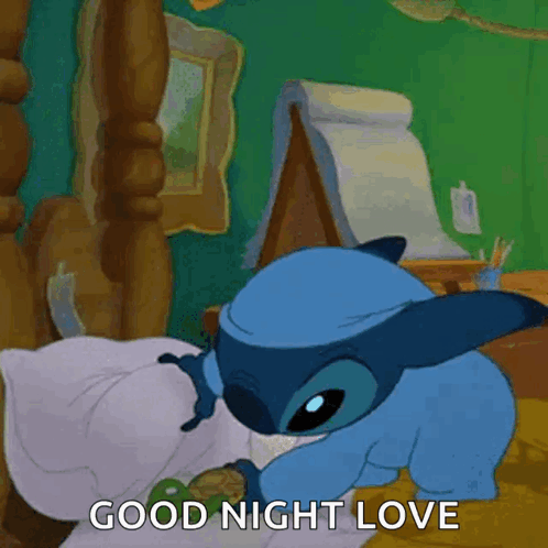 Cartoon Character in Bed Good Night Love