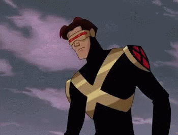 Cartoon Character in Black and Gold Costume with Cross