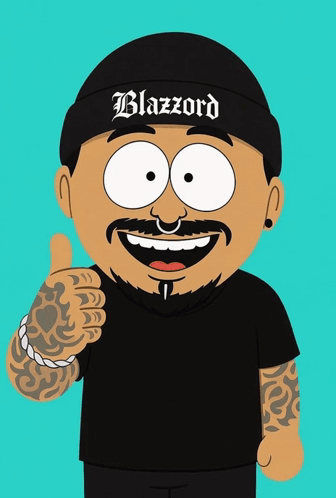 Cartoon Character in Black Beanie Saying Blazzard