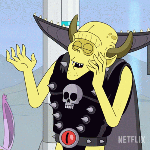 Cartoon Character in Black Vest With Spikes and Skull Says Netflix
