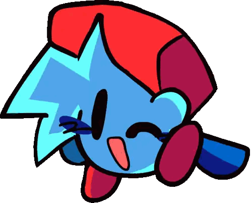 Cartoon Character in Blue and Red Hat