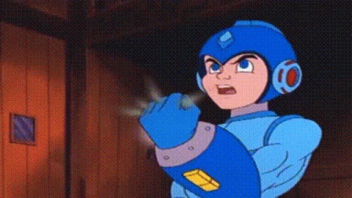Cartoon Character in Blue Helmet