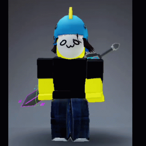 Cartoon Character In Blue Helmet With Yellow Spike GIF