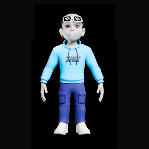 Cartoon Character in Blue Hoodie Saying Ziot