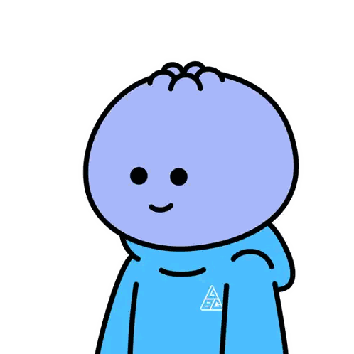 Cartoon Character in Blue Shirt Pointing
