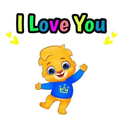 Cartoon Character in Blue Shirt Saying I Love You
