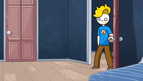 Cartoon Character in Blue Shirt With Face