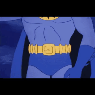 Cartoon Character in Blue Suit With Gold Belt