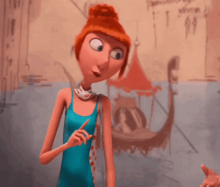 Cartoon Character In Blue Tank Top Pointing GIF