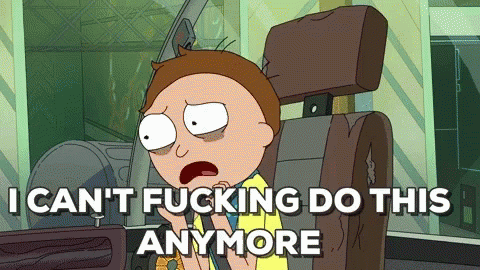 Cartoon Character In Car Says I Can't Fucking Do This Anymore GIF