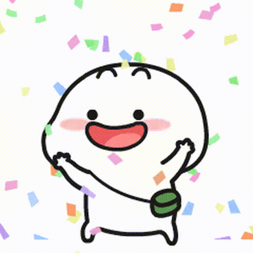 Cartoon Character In Confetti Shower GIF