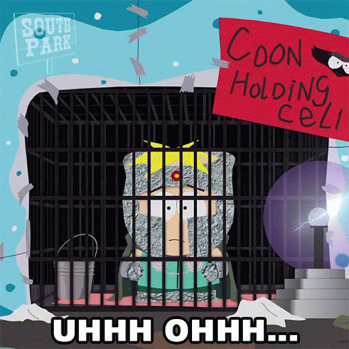 Cartoon Character in Coon Holding Cell