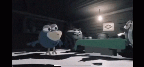Cartoon Character in Dark Room