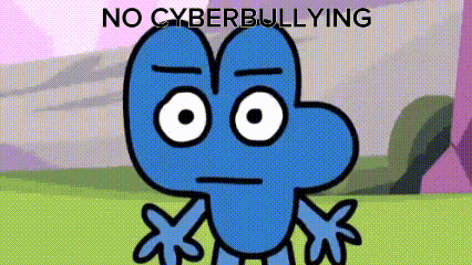 Cartoon Character in Field Saying No Cyberbullying