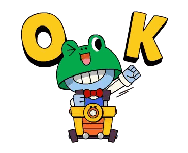 Cartoon Character in Frog Hat Saying Ok
