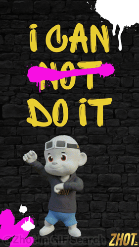 Cartoon Character In Front Of Brick Wall Saying I Can't Not Do It GIF