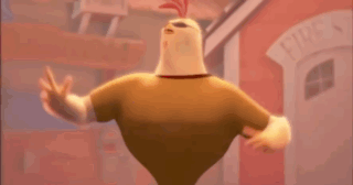 Cartoon Character in Front of Building Saying Fire