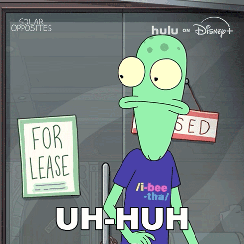 Cartoon Character in Front of For Lease Sign