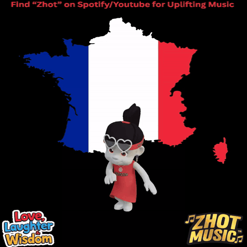 Cartoon Character In Front Of French Flag GIF