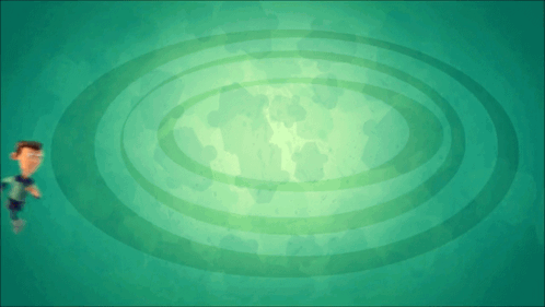 Cartoon Character In Front Of Green Circle GIF