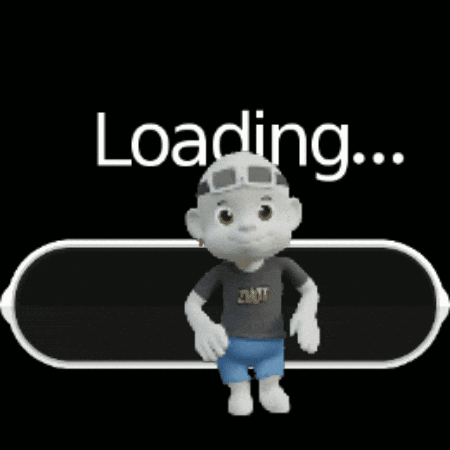Cartoon Character in Front of Green Loading Bar