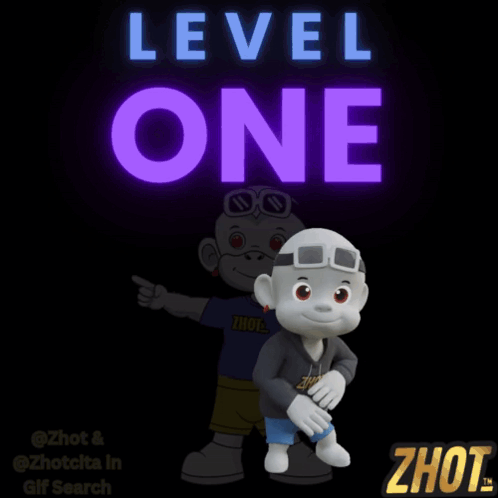 Cartoon Character in Front of Level One Neon Sign