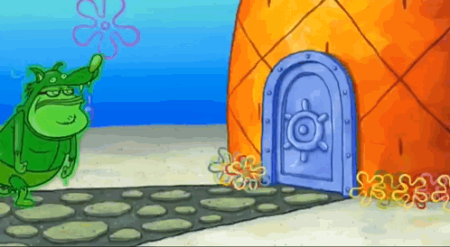 Cartoon Character in Front of Spongebob House
