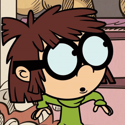 Cartoon Character in Glasses and Green Sweater