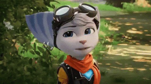 Cartoon Character in Goggles and Scarf Standing in Field