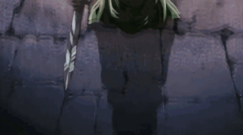 Cartoon Character in Green Cape on Stone Floor