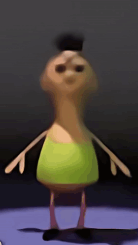 Cartoon Character in Green Dress With Bun