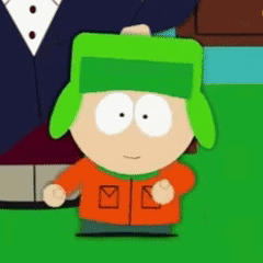 Cartoon Character in Green Hat and Orange Jacket on Green Field