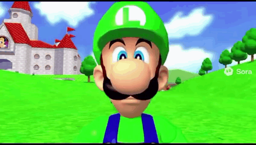 Cartoon Character In Green Hat With Letter L In Front Of Castle GIF