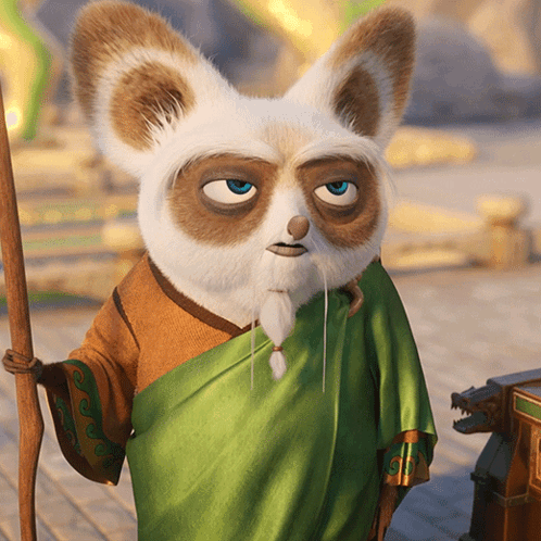 Cartoon Character In Green Robe And Beard GIF