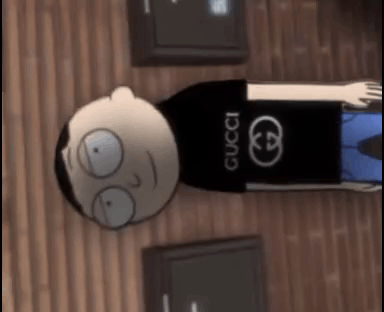 Cartoon Character in Gucci Shirt