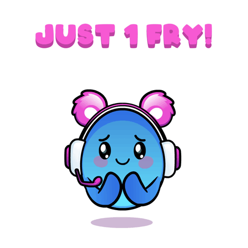 Cartoon Character in Headphones Just 1 Fry