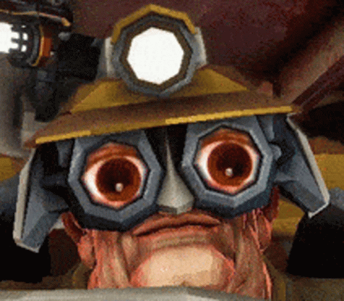 Cartoon Character in Helmet and Goggles With Light