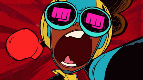Cartoon Character in Helmet and Sunglasses