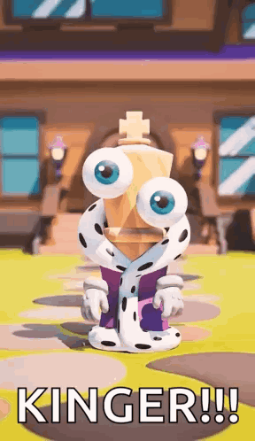 Cartoon Character in King's Robe and Crown