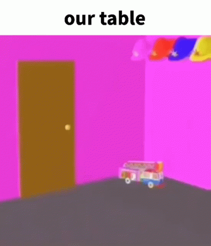 Cartoon Character in Mask Saying Our Table