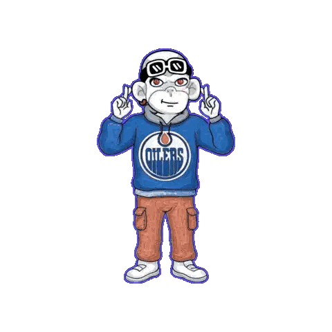 Cartoon Character in Oilers Sweater