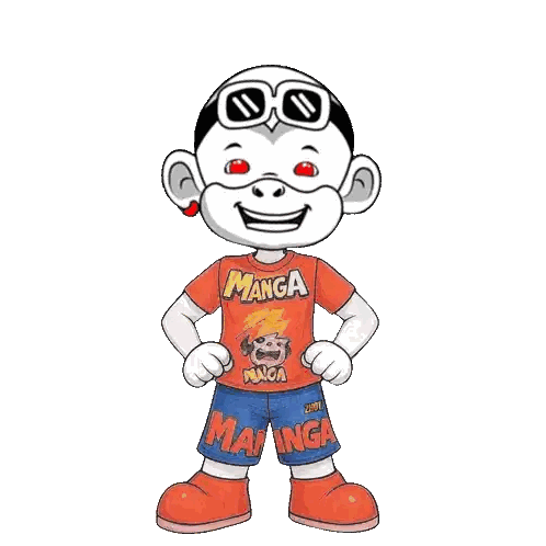 Cartoon Character in Orange Manga Shirt