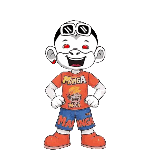 Cartoon Character in Orange Manga Shirt
