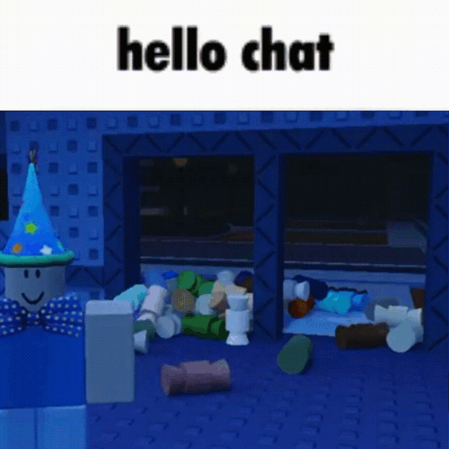 Cartoon Character In Party Hat Says Hello Chat GIF