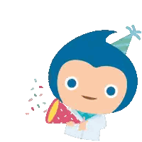 Cartoon Character in Party Hat
