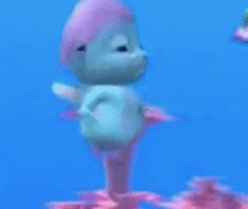 Cartoon Character In Pink Hat Swimming GIF