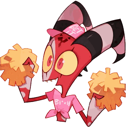 Cartoon Character in Pink Shirt Saying Bi H