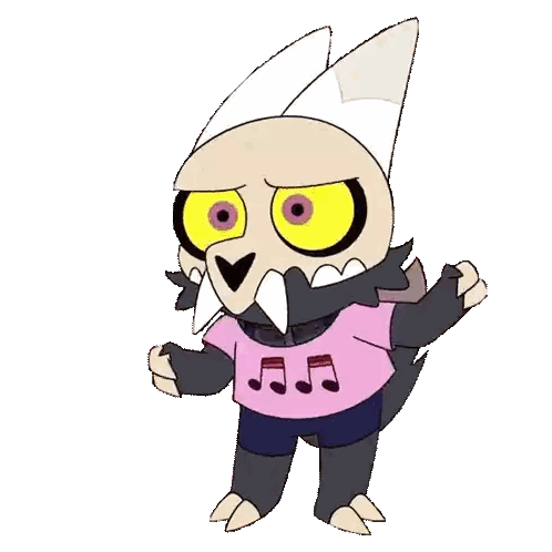 Cartoon Character in Pink Shirt With Musical Notes
